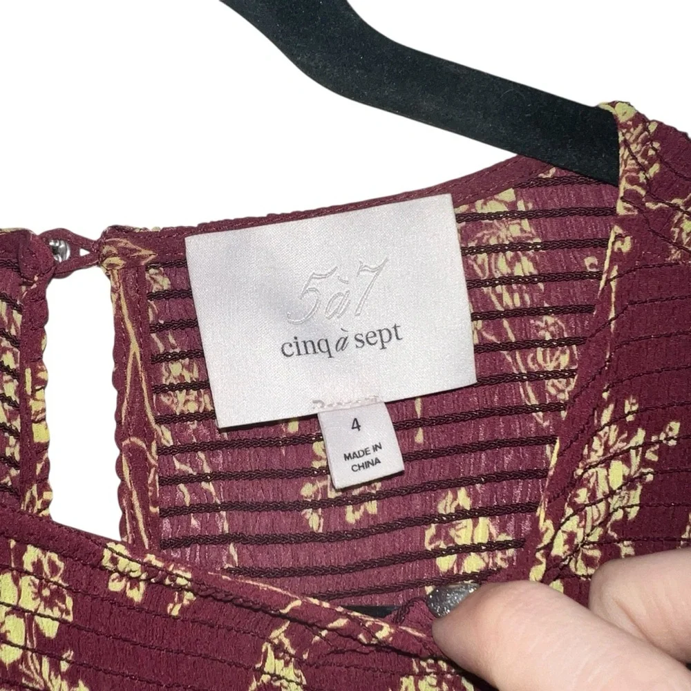 Cinq A Sept Zola Floral Print Chiffon Dress In Merlot/Starfruit